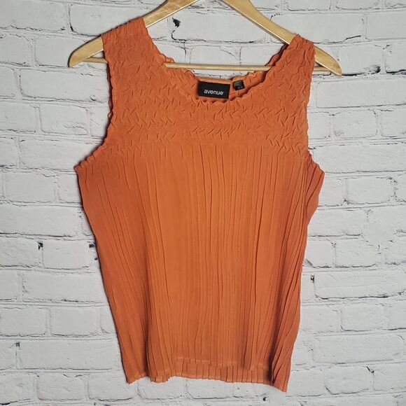 Vintage Avenue Orange Tank Blouse and Button Down Top - Picture 3 of 7